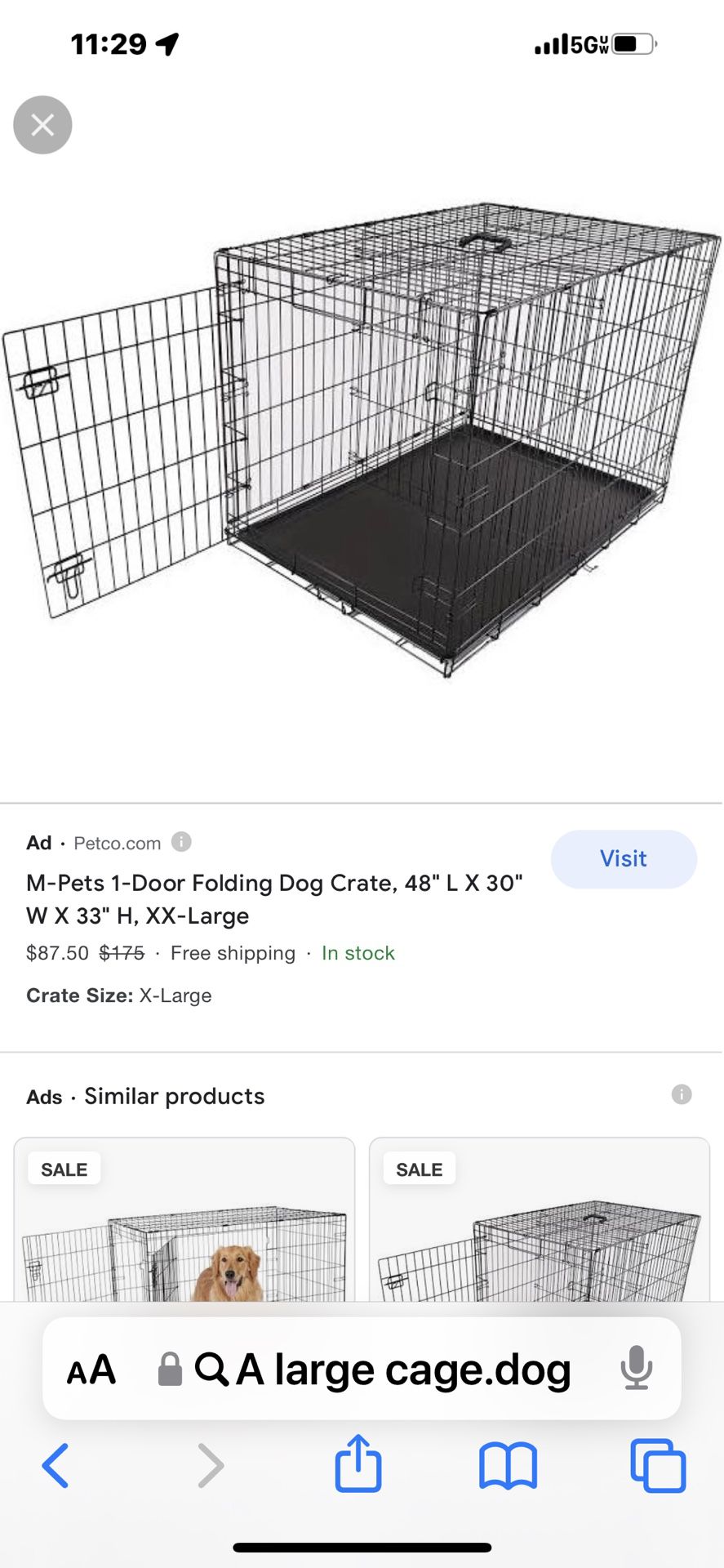 A large dog cage