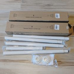 White Tension Shower Curtain Rods
