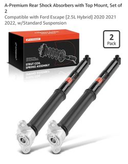 BRAND NEW - a-Premium Rear Shock Absorbers with Top Mount, Set of 2 Compatible with Ford Escape [2.5L Hybrid] 2020 2021 2022, w/Standard Suspension