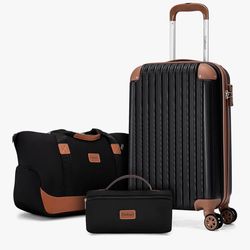 Carry On Luggage Sets 3 Piece, 20 Inch Luggage 22x14x9 Airline Approved with Wheels and TSA Lock, ABS Lightweight Hardshell Travel Suitcase Set with D