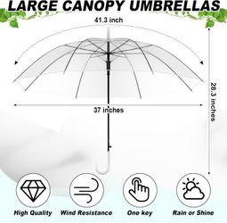 Reginary 30 Pieces Wedding Umbrellas Bulk Auto Open Stick Umbrellas with White European J Hook Handle Windproof Large Canopy Umbrella for Outdoor Wedd