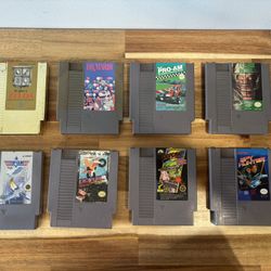8 Nintendo Entertainment System (NES) Videogames : Zelda, Excitebike, Dr. Mario, Tecmo Bowl, & More