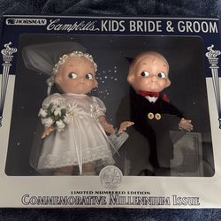 Can bells kids bride and groom dolls