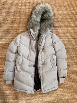 Manière De Voir Women’s Puffer Jacket Size S with Faux Fur Hood