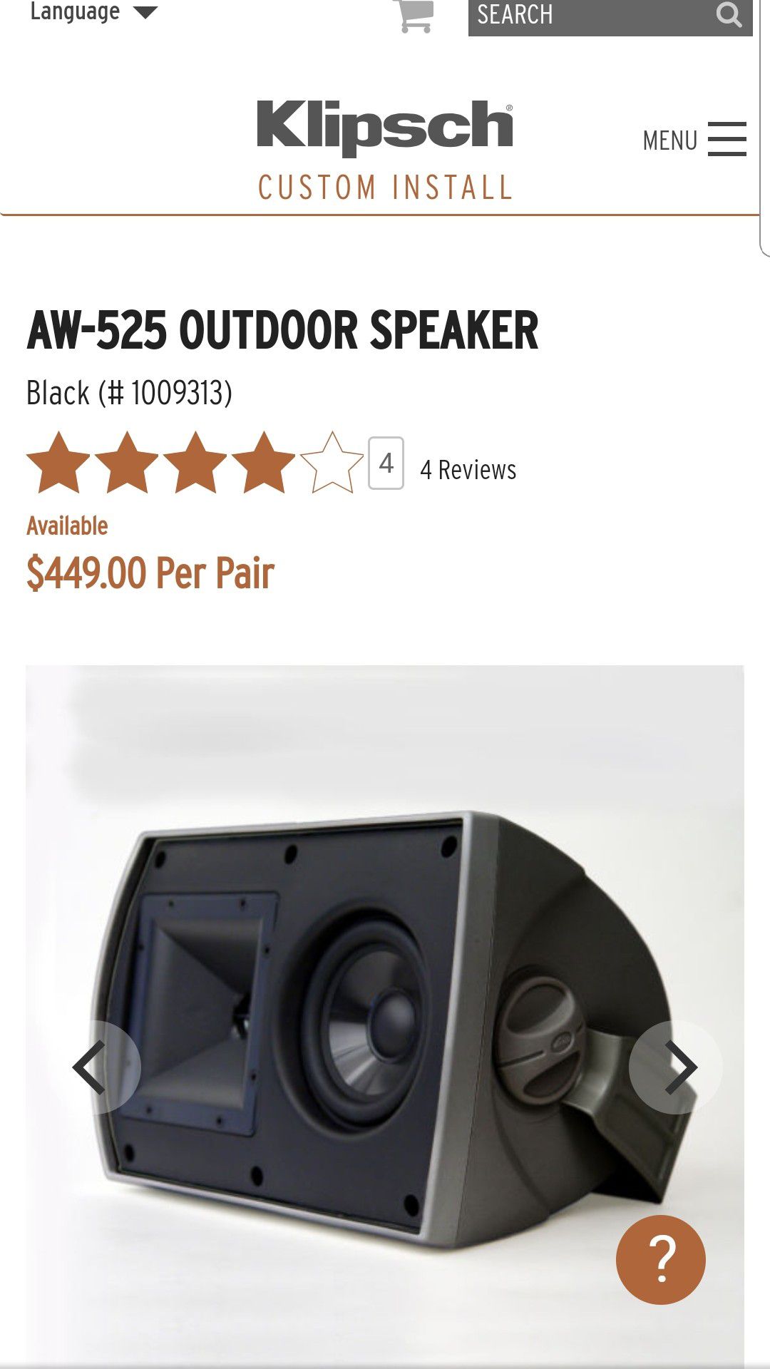 Klipsch AW -525 Oudoor speakers