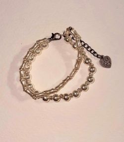 Simple silver double bracelet
