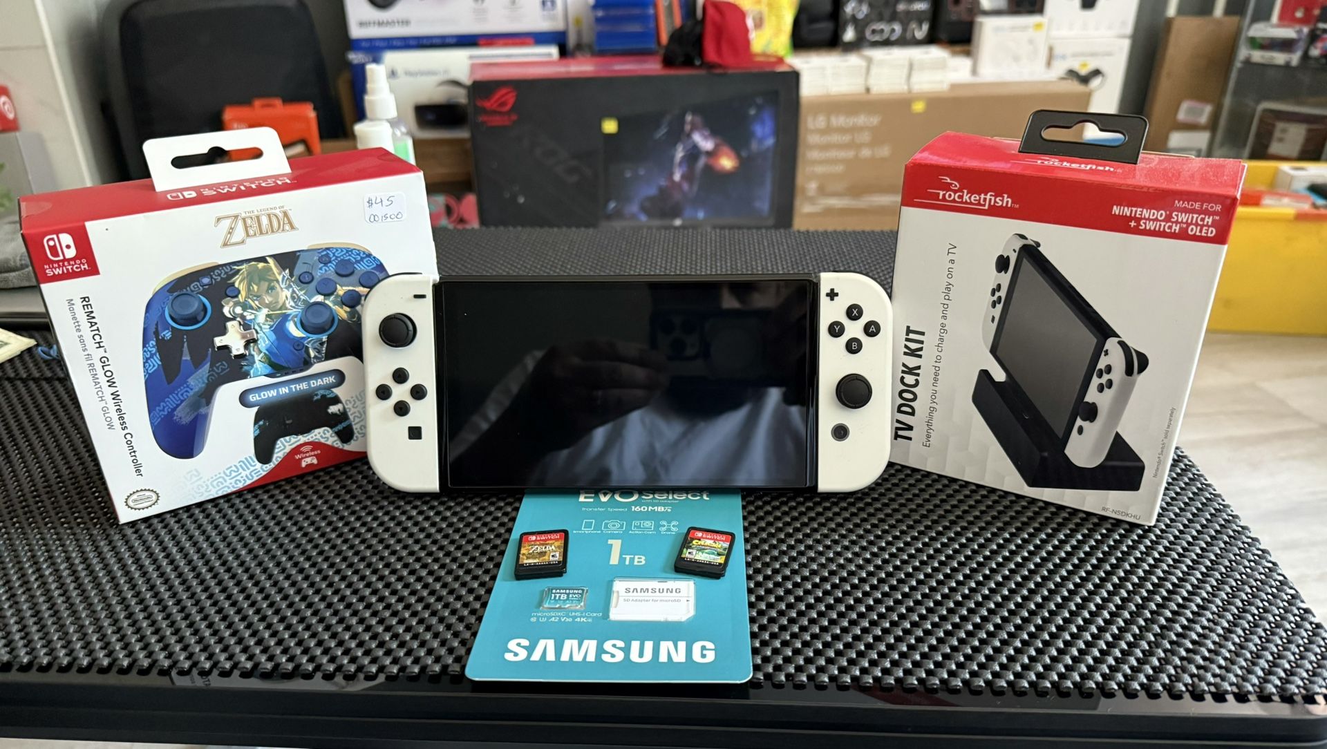 Nintendo Switch OLED w/2 Games,1TB SD Card,Wireless Controller & TV Dock Kit