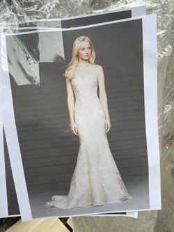 Size 6 Oleg Cassini Mermaid Wedding Dress White
