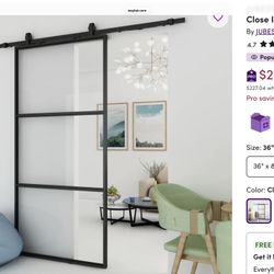 36x80 Soft Close Glass Barn Door With Hardware Already Assembled