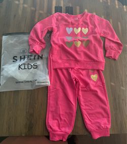 Pink with hearts pants set