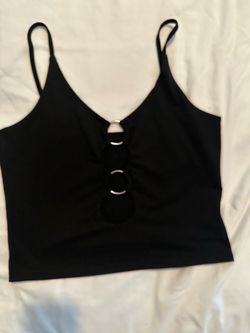 Black Crop Top with Ring Detail from SHEIN