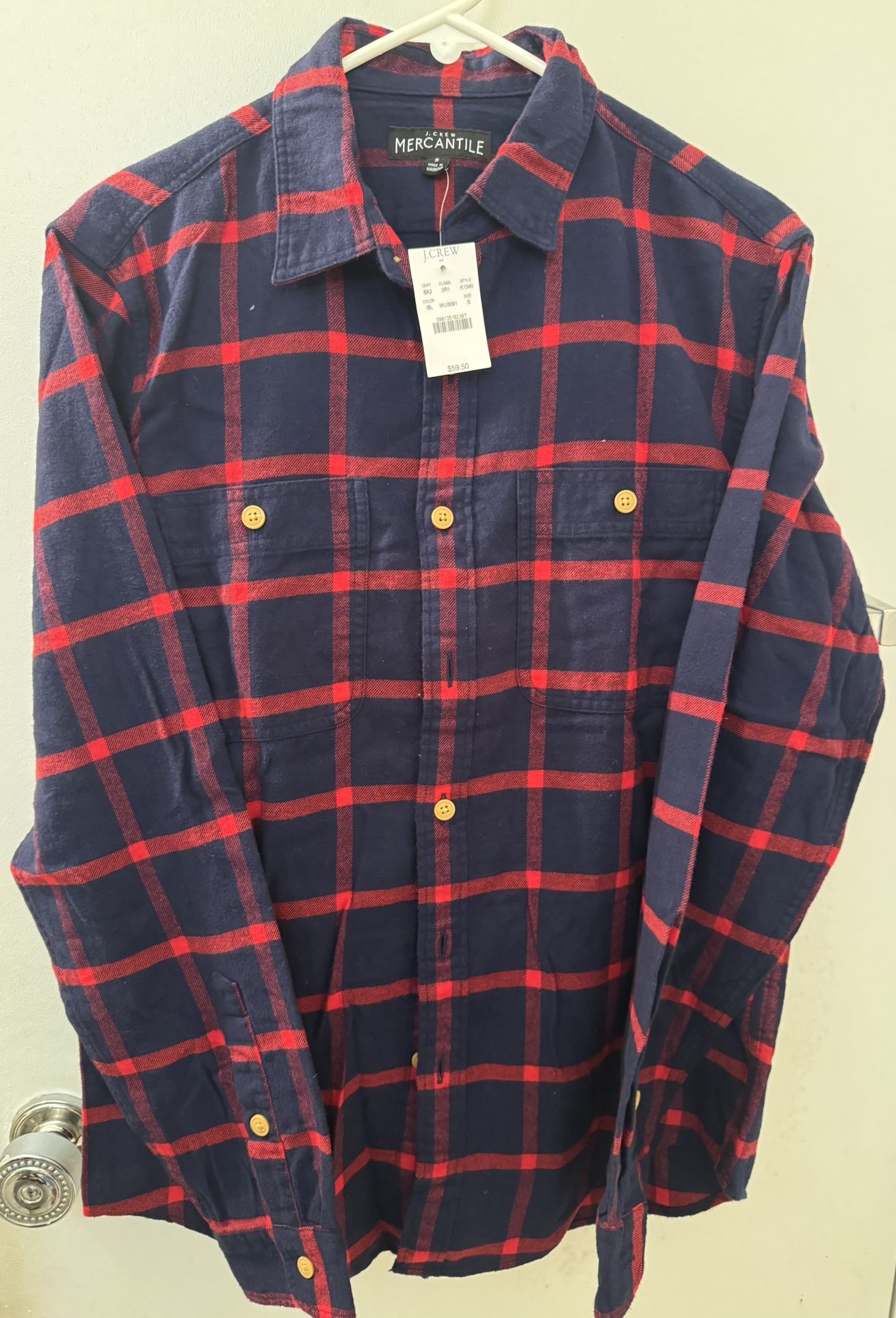 BRAND NEW WITH TAGS NEVER WORN J Crew Men’s Plaid Button Up Long Sleeve Shirt Size US Men’s S Small