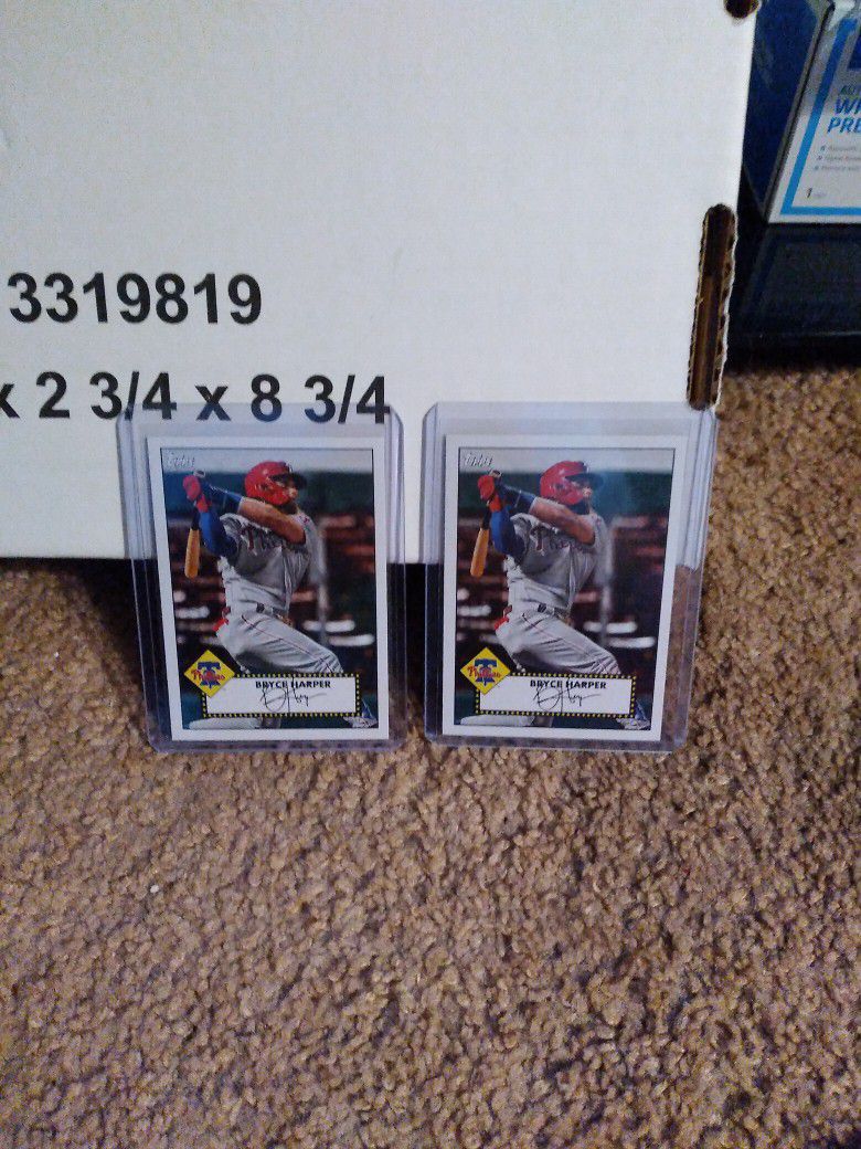 2 Bryce Harper Baseball Cards.