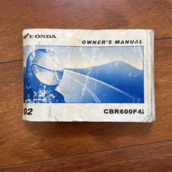2002 Honda CBR600F4i OWNERS MANUAL CBR 600 31MBW630 00X31-MBW-6300