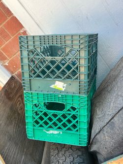Two Vintage Milk Crates Storage Containers Boxes