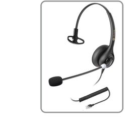 Corded Telephone Headset Mono w/Noise Canceling Mic, 