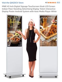 43 Inch Digital Signage Touchscreen Kiosk LCD Screen Indoor Floor Standing Advertising Display Totem Interactive Display Poster Android System with Au