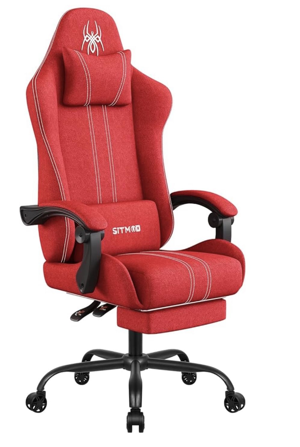 Fabric Gaming Chair with Headrest & Lumbar Pillow for Adults(Black)