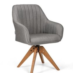 💥P203#2 $130 Costway Swivel Legs Gray Accent Chair Fabric Vanity Study Armchair (2 Available)