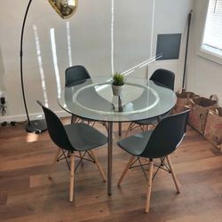 Modern Round Glass Dining Table Set