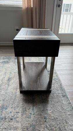 14 in. Wide Rectangle End Table with Bottom Shelf & Drawer
