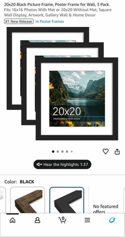 20x20 Black Picture Frames, 3 Pack