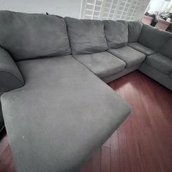Grey / ash Sectional with chaise lounge — $450 Obo