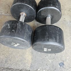 Pair Of Rubber Dumbbells 105lbs