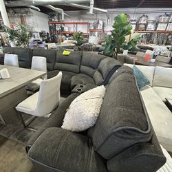 Grey Fabric Reclining Sectional
