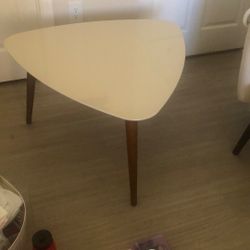 Side Table/ Mid century Center Table/ Coffee Table/ Beige- Glossy/ Wood stands