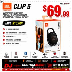 JBL Clip 5 Portable Bluetooth Speaker 12 Hour Battery Rechargeable Waterproof 🚨 Payment Options Available 🚨 No Credit Needed 🚨