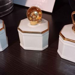 3 Enesco Trinket Boxes Trimmed in 18kt Gold