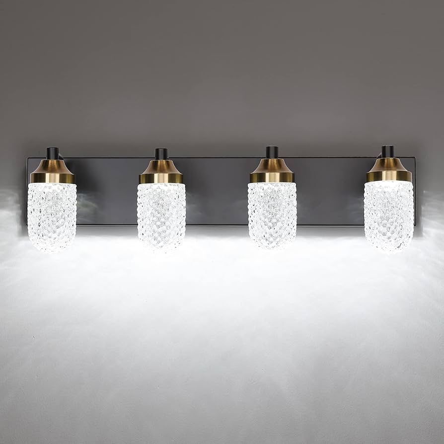 ONLY $35 Each: 23.8 LED Crystal Vanity Light Black Gold Vanity Lighting Fixtures 4 Lights Modern