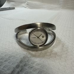 Fossil Women FA-1534 Dress Silver Cuff Brangle Quartz Analog 25mm Watch 6 1/2"