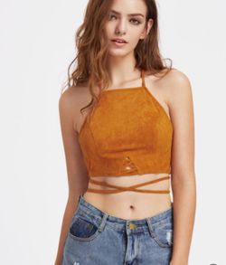 Tan Suede cami top size S