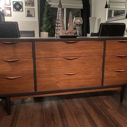 Mid-Century, Modern Triple Dresser With Mirror
