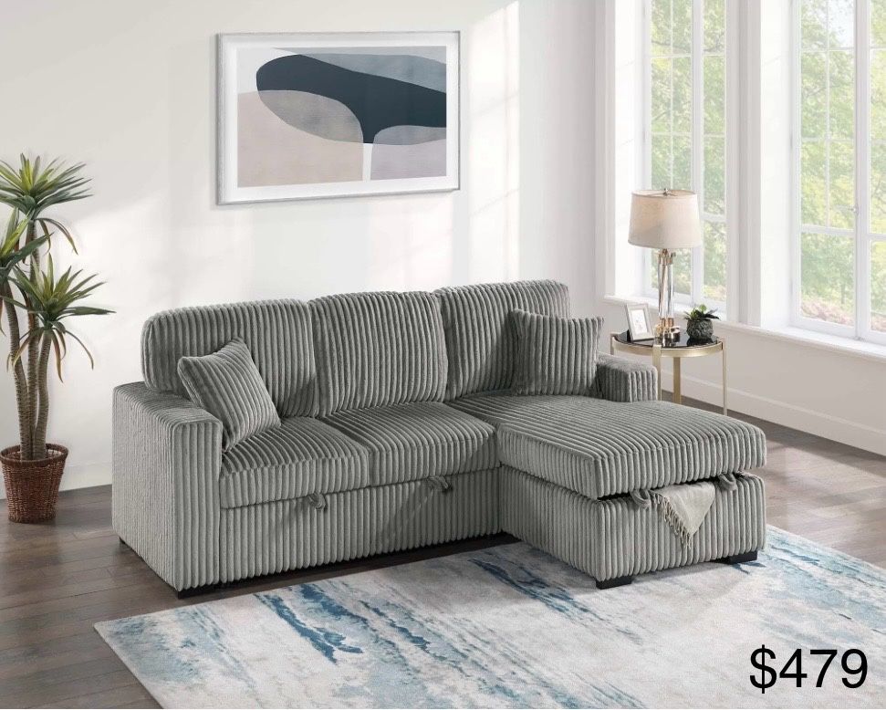 Corduroy Sectional Sleeper With Storage