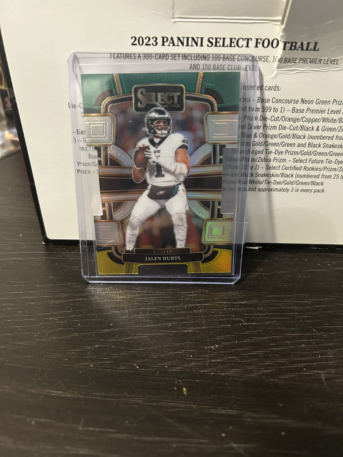 2023 Panini select Jalen Hurts Concourse Yellow And Green Die-Cut Prizm No. 79