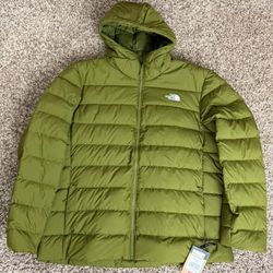 The North Face Aconcagua 3 Hoodie Mens Sz 2XL Forest Olive Green Down Jacket NWT
