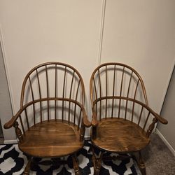 A Pair Of Vintage Frederick Duckloe Windsor Style Arm Chairs