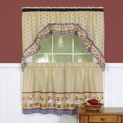 Chef kitchen curtain set include 2 wide valances and 4 Tiers