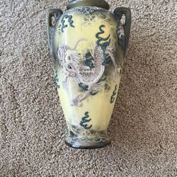 Nippon Miyako Hand Painted with Raised Dragon Vase