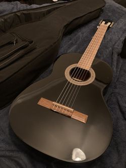 Lucero Custom Piano Black Classical Nylon String Guitar And Case