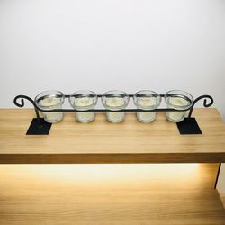 Home decor 5 candle centerpiece 5 cup holder decorative brown