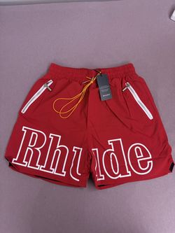 Rhude Red Logo Shorts with Tags (Size Large)