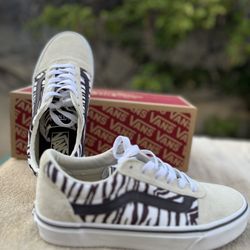 Women’s VANS WARD Satin Tiger Brown/White Size 6.5 with box