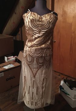 New never used gold prom dress