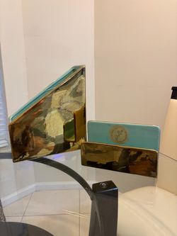Gold and Teal Ceramic Decorative Holder Set