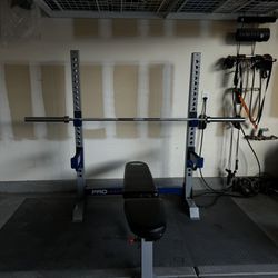 Bench Press Set With Bar And Weights 