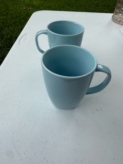 Light blue coffee mugs